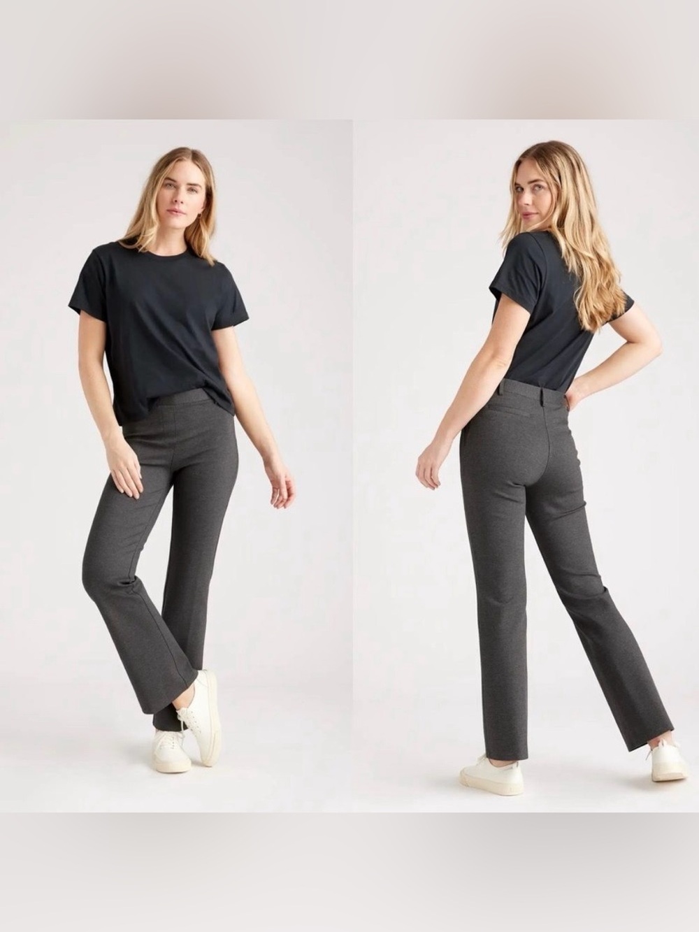 Quince Ultra Stretch Ponte Bootcut Pants Women L Charcoal